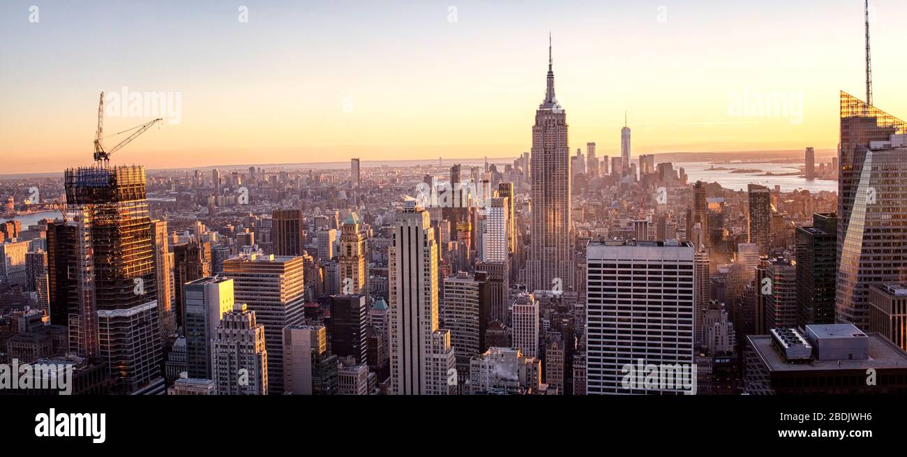 New York Cityscape at Sunset Stock Photo