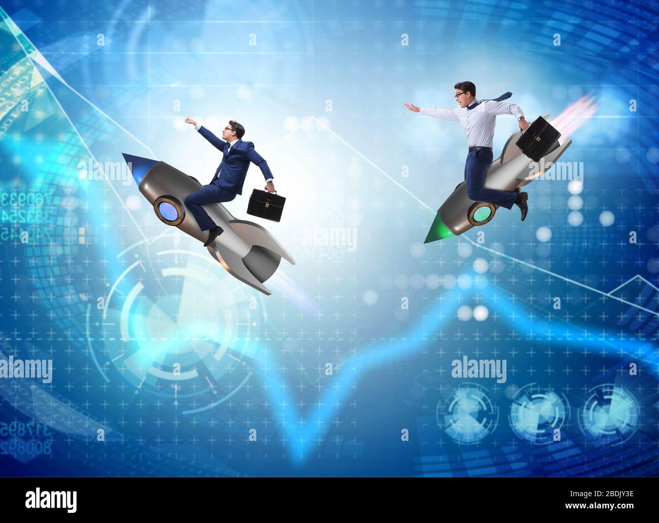 The global competition concept with chasing businessmen Stock Photo - Alamy