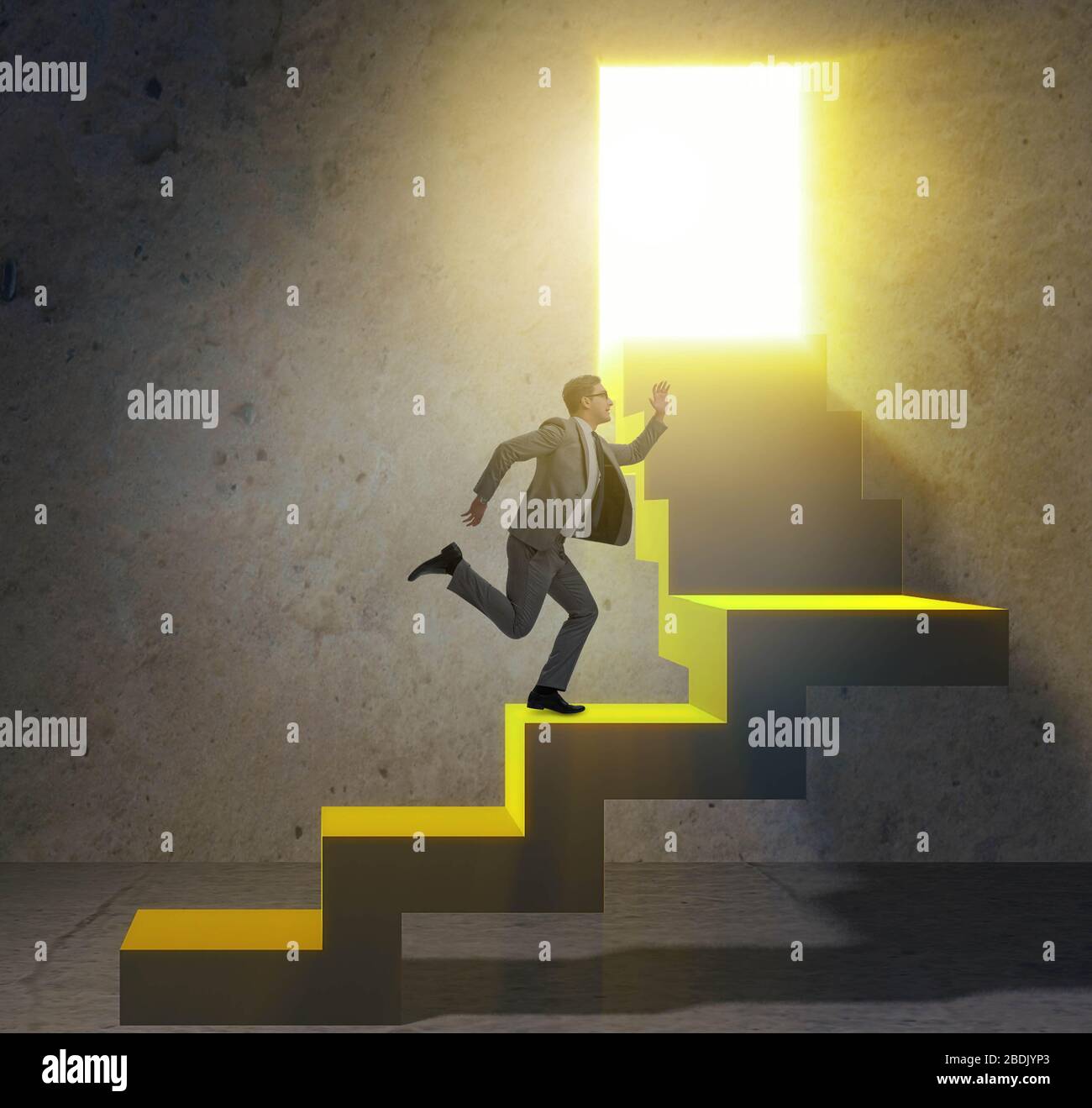 The young businessman climbing career ladder Stock Photo - Alamy