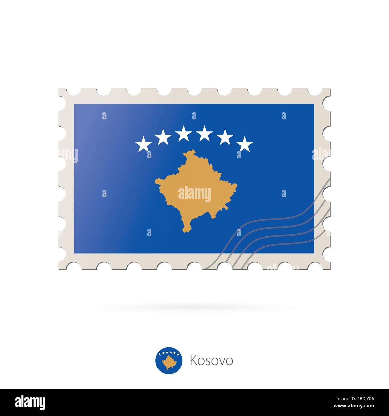 Postage stamp with the image of Kosovo flag. Kosovo Flag Postage on