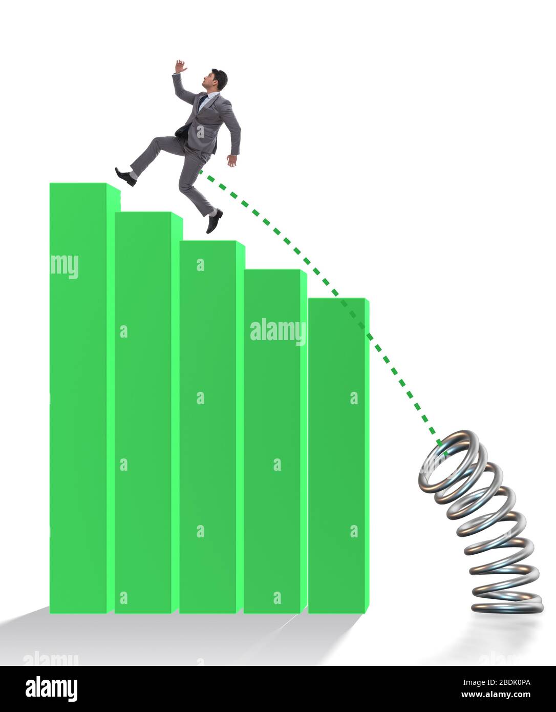 The business people jumping over bar charts Stock Photo - Alamy