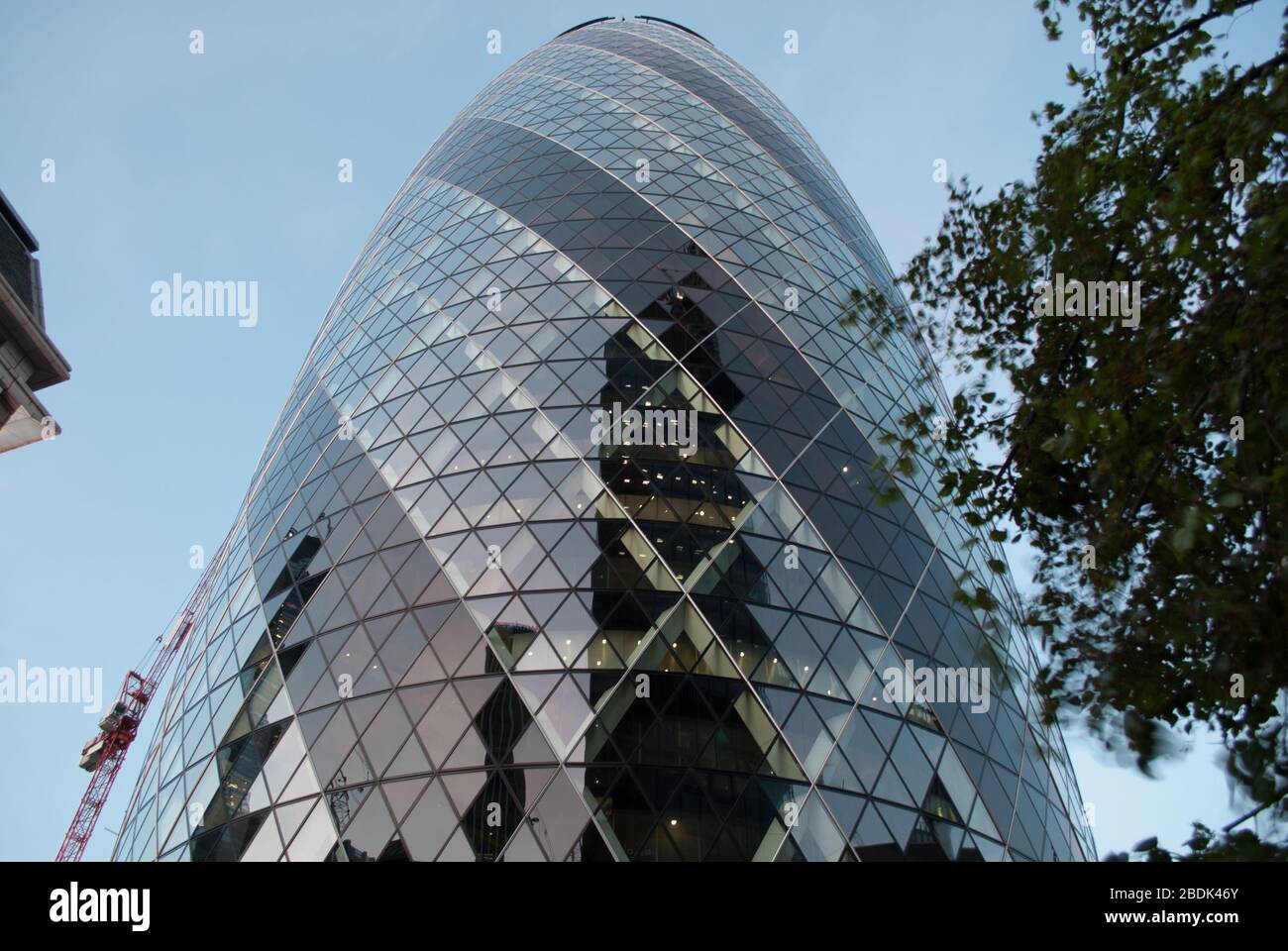 Blue Tower The Gherkin Swiss Re Building 30 St Mary Axe, London EC3A 8BF by Foster & Partners Stock Photo