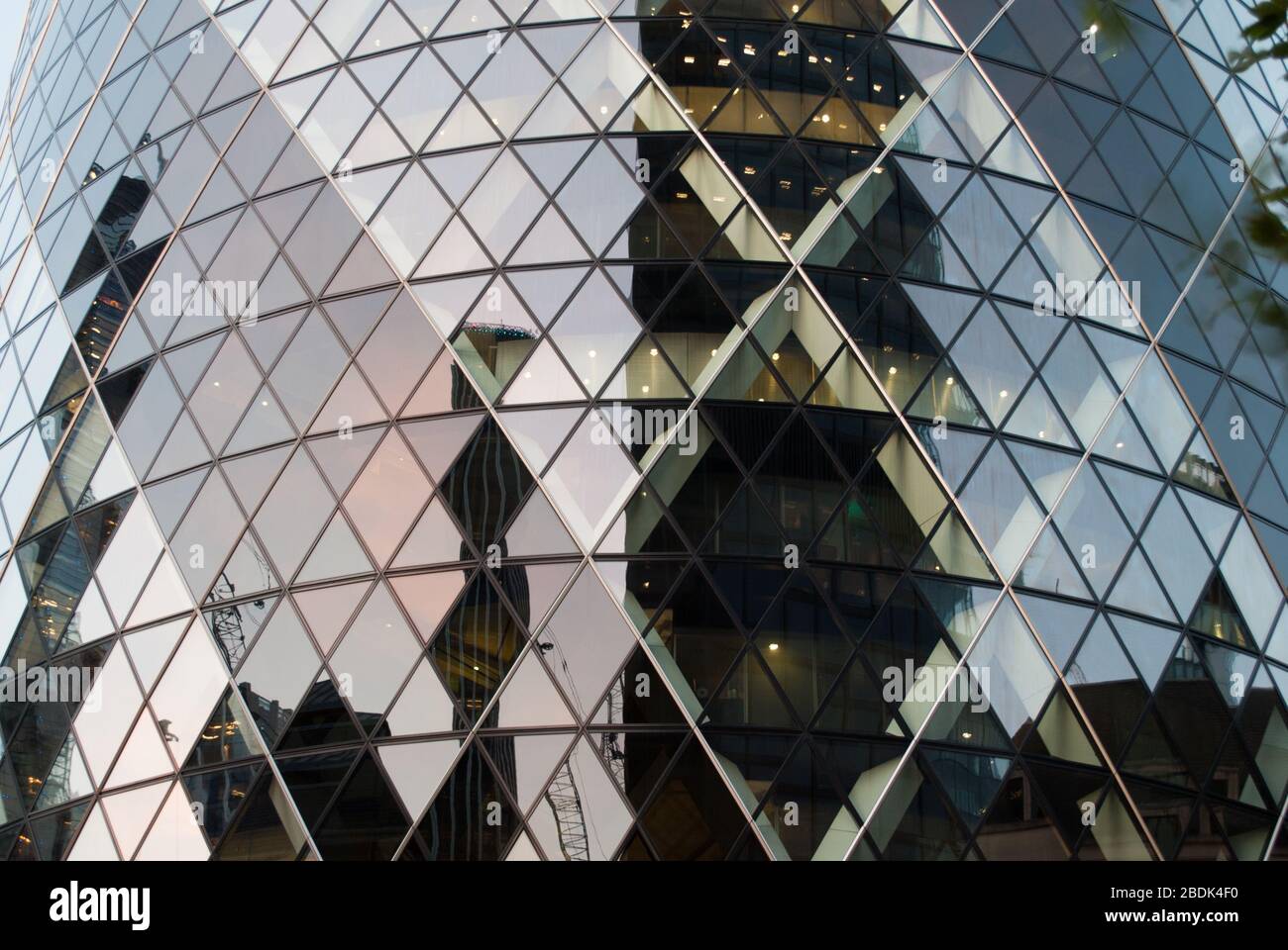 Blue Tower The Gherkin Swiss Re Building 30 St Mary Axe, London EC3A 8BF by Foster & Partners Stock Photo