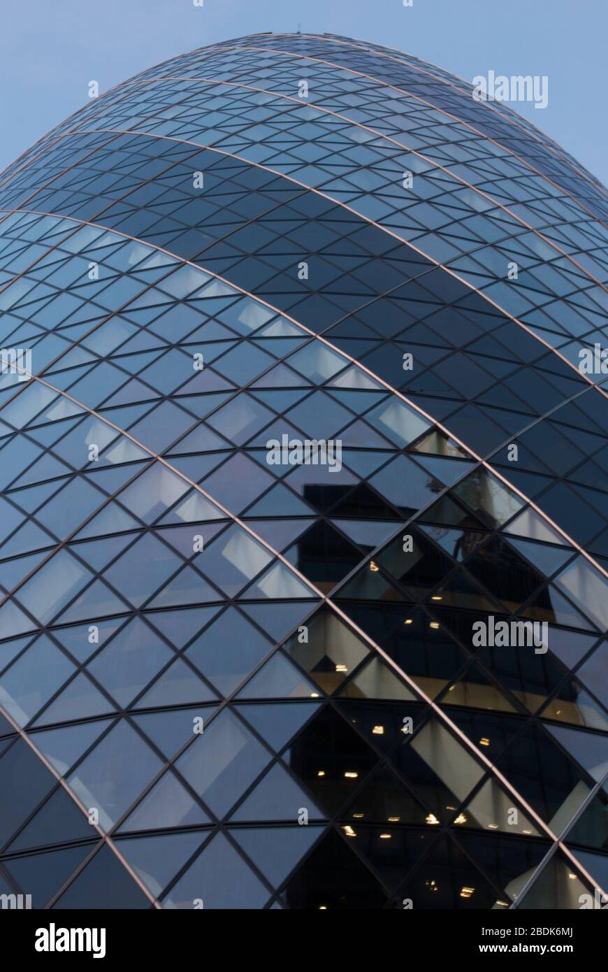 Blue Tower The Gherkin Swiss Re Building 30 St Mary Axe, London EC3A 8BF by Foster & Partners Stock Photo
