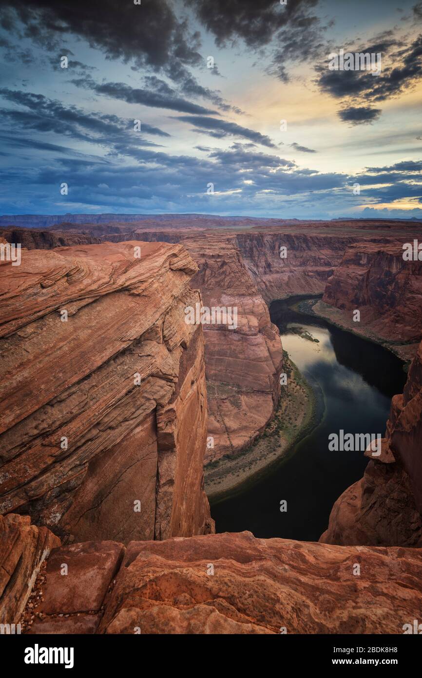 Horseshoe Bend point at sunset Stock Photo Alamy