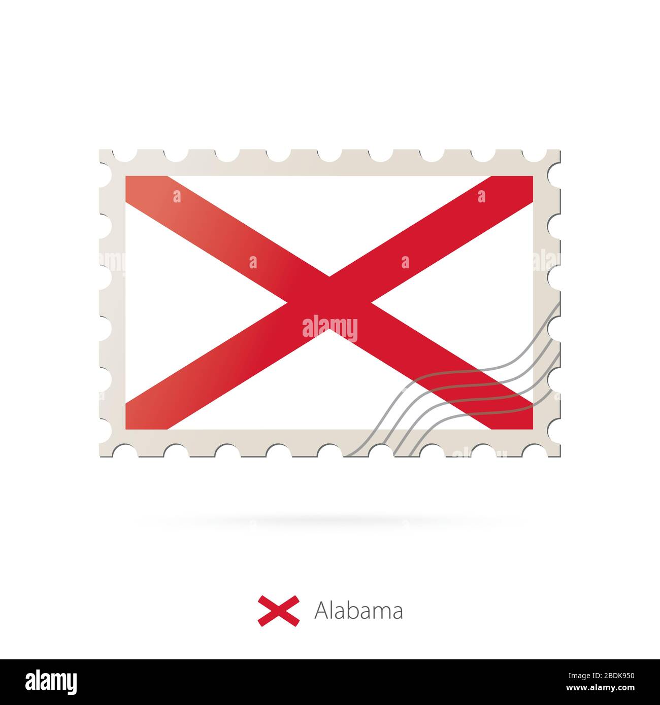 Postage stamp with the image of Alabama state flag. Alabama Flag