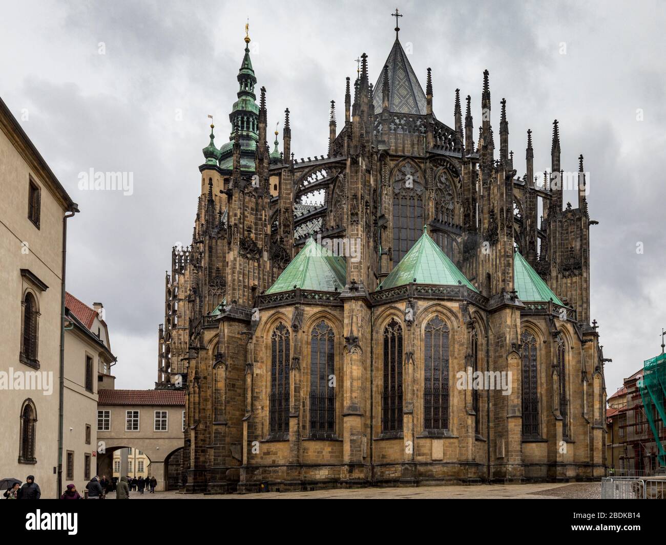 St. Vitus Cathedral. This Gothic Cathedral stands in the centre of Prague Castle, overlooking the city. Stock Photo