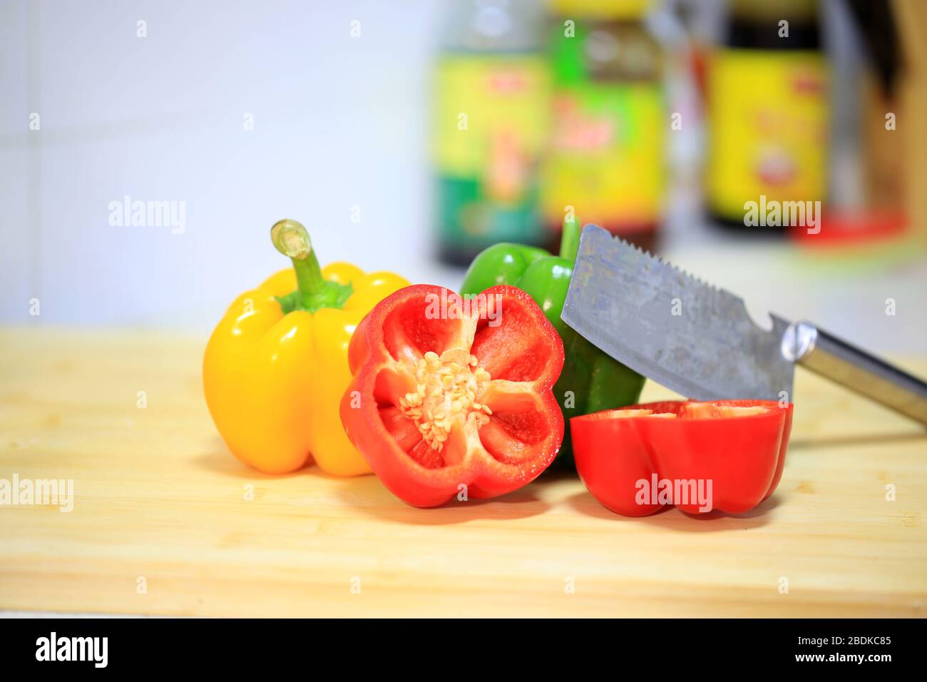 The color pepper is on the cutting board Stock Photo - Alamy
