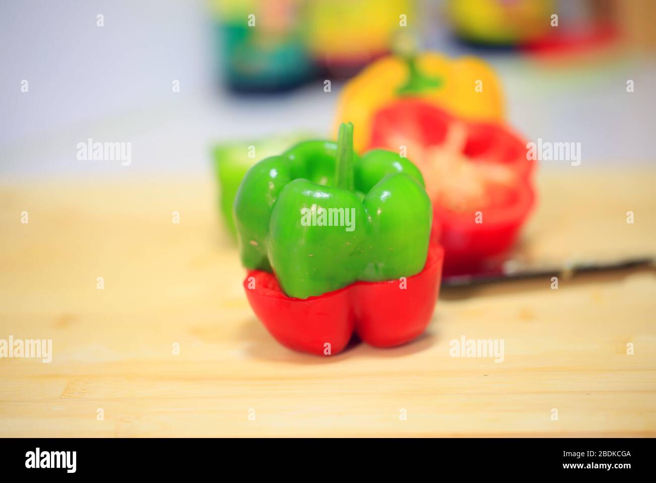 The color pepper is on the cutting board Stock Photo