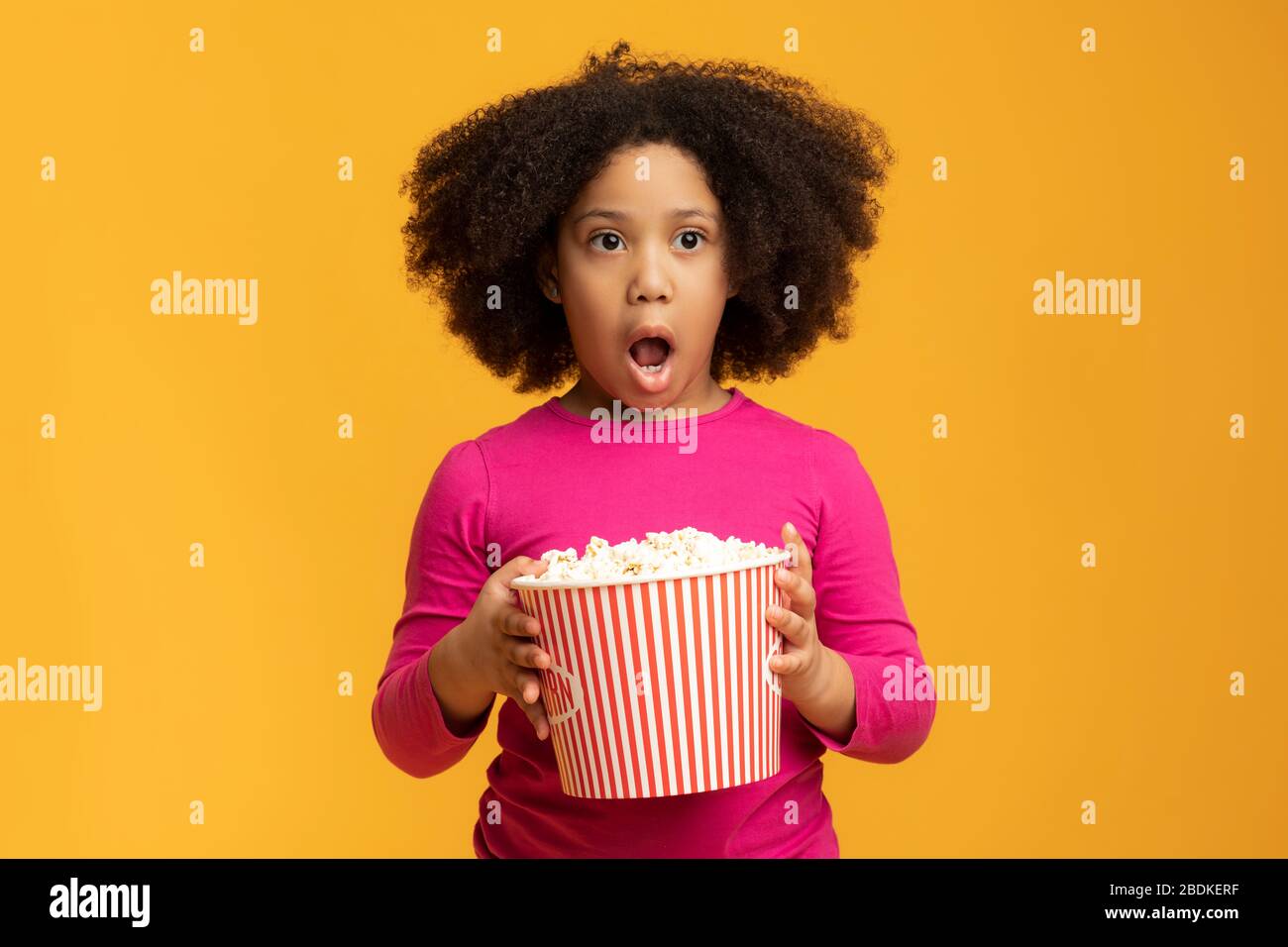 Portrait little girl looking shocked hires stock photography and