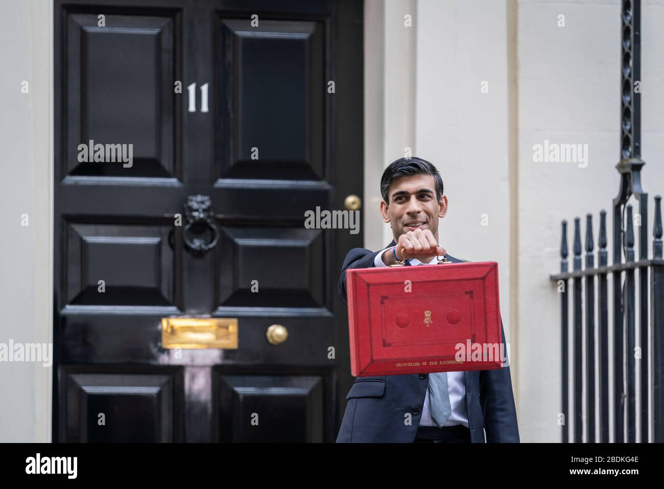 Budget 2020 Chancellor Rishi Sunak poses outside 11 Downing Street