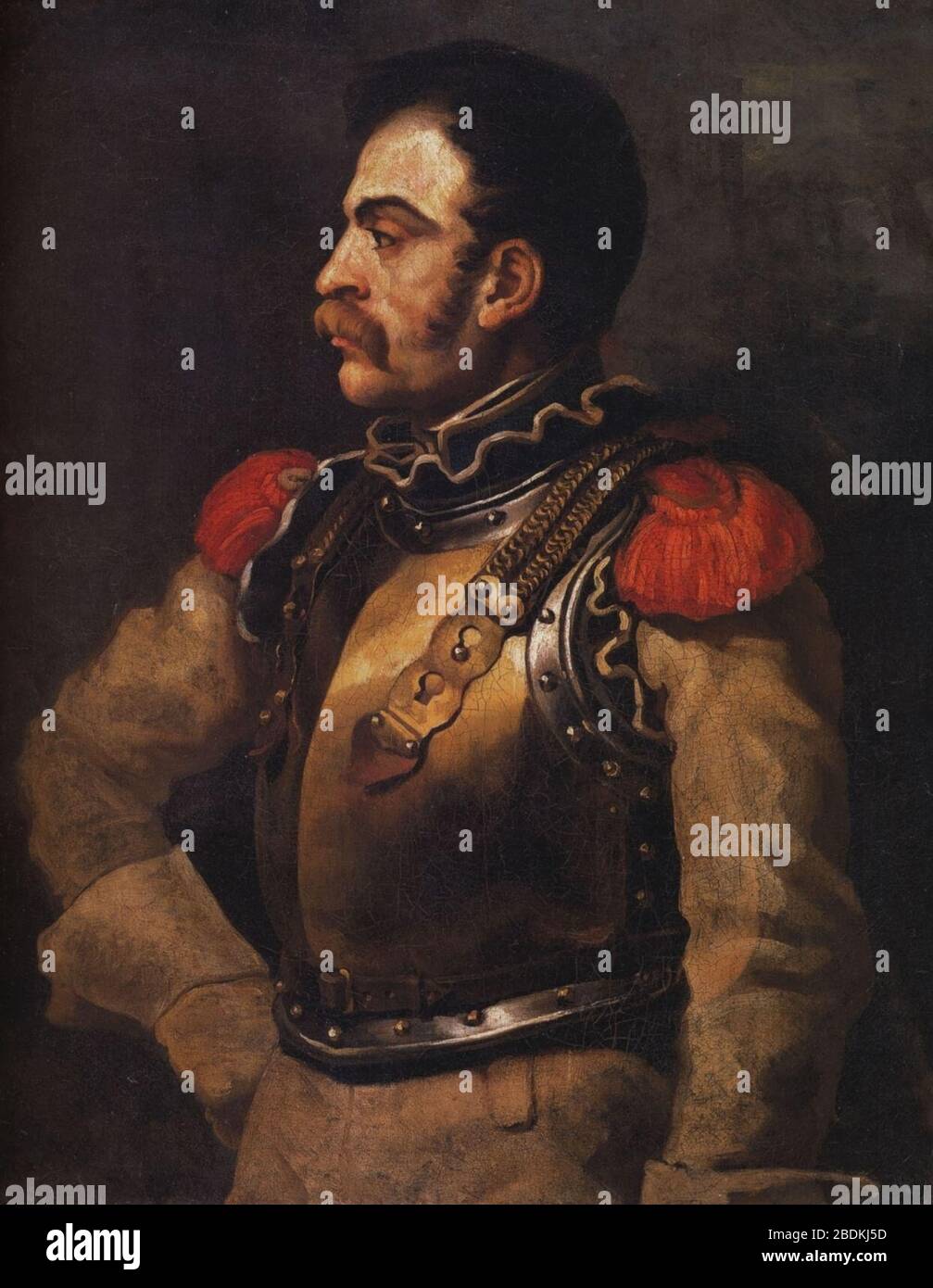 Géricault - Portrait de carabinier - Louvre. Stock Photo