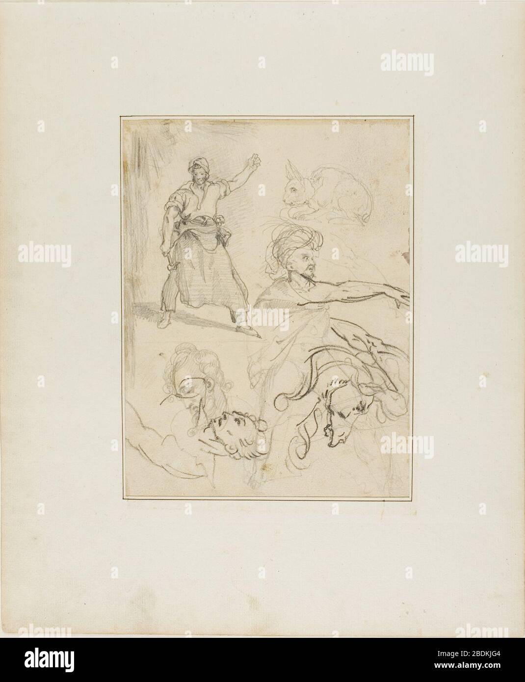 Géricault - Studies of a Blacksmith and a Horse‥99s Head with Sketches ...