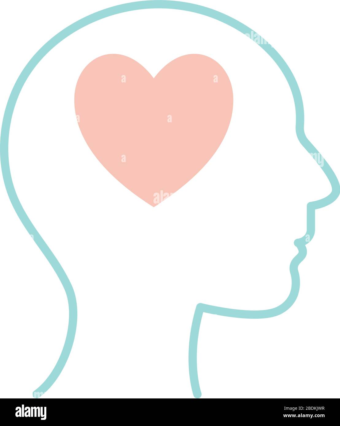 heart inside human head line style icon vector design Stock Vector ...