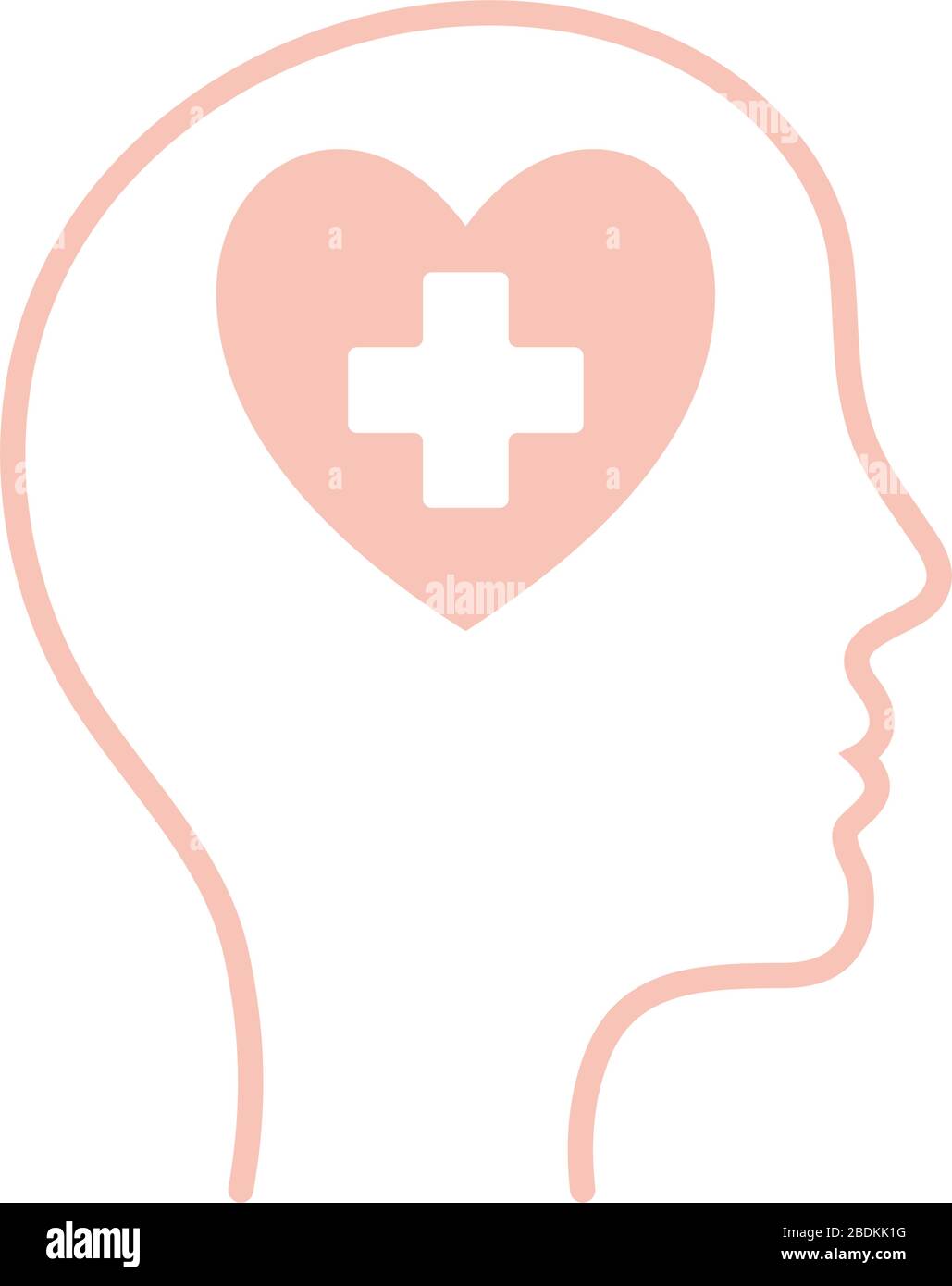 heart with cross inside human head line style icon vector design Stock ...