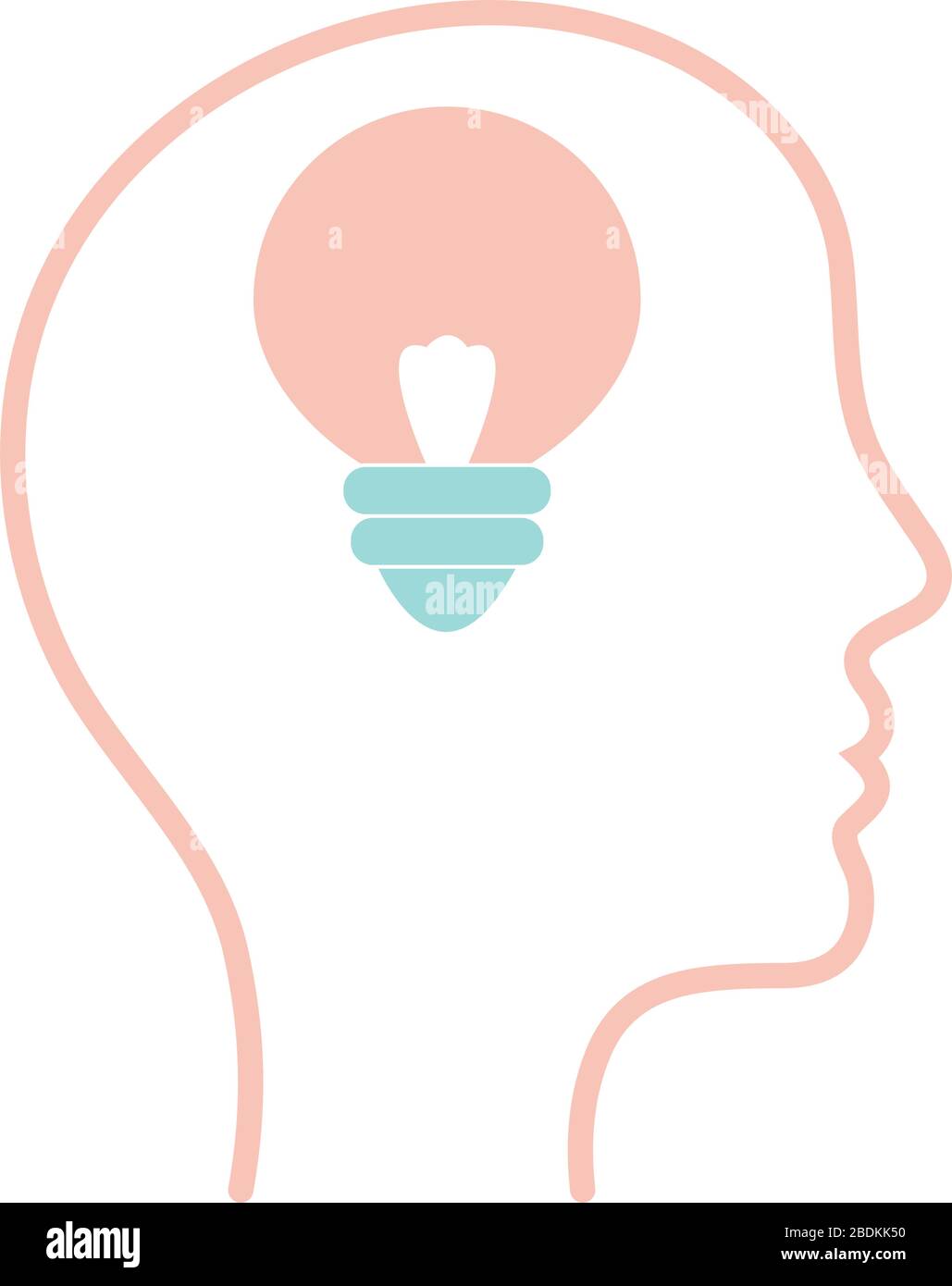 light bulb inside human head line style icon vector design Stock Vector ...