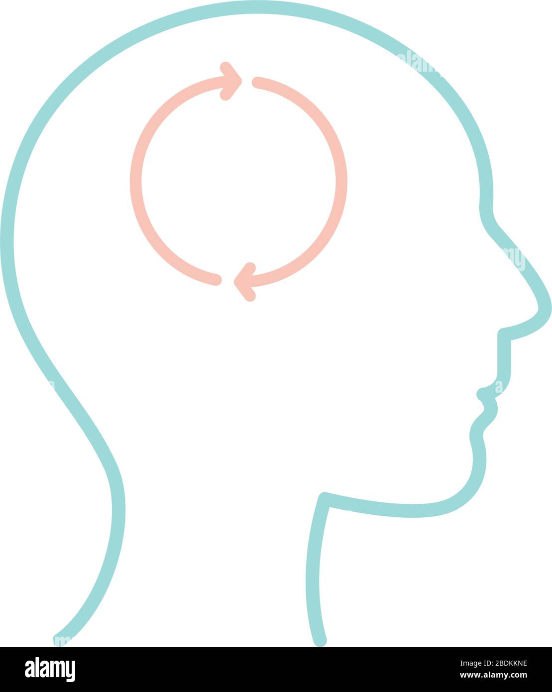 repeat arrows inside human head line style icon vector design Stock Vector