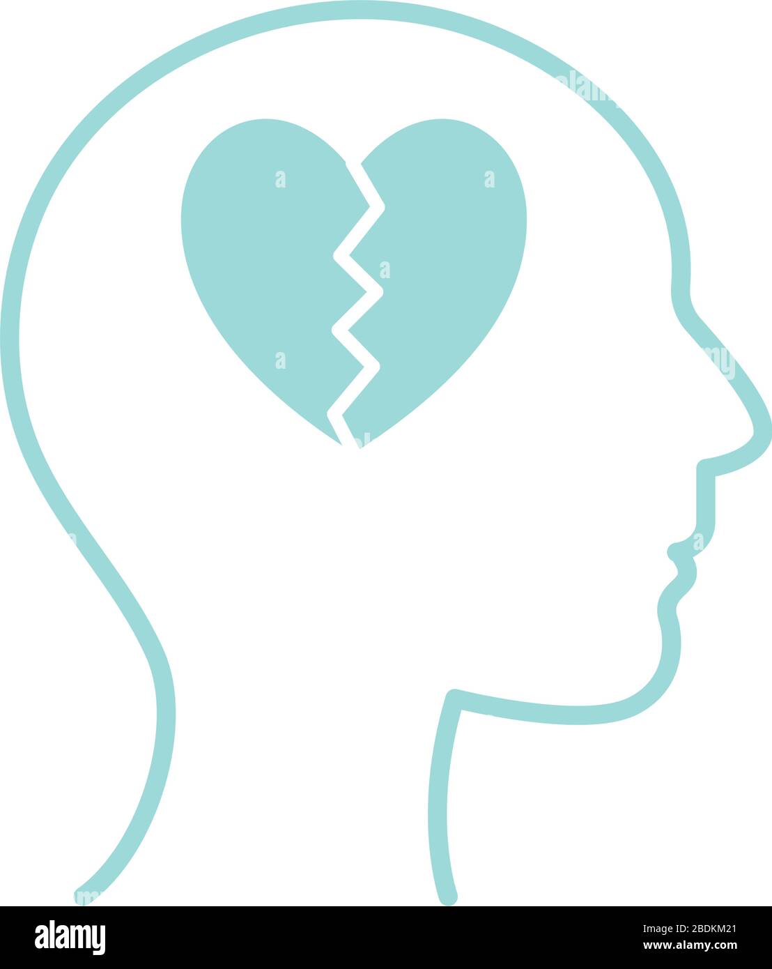 broken heart inside human head line style icon vector design Stock ...