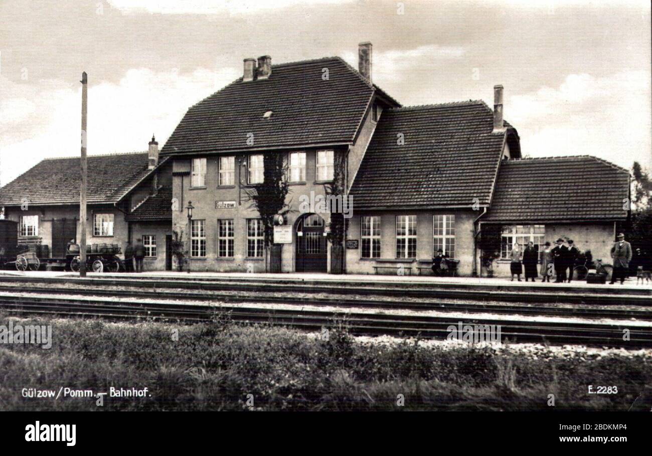 Gülzow in Pommern - Bahnhof 1927-08-11. Stock Photo