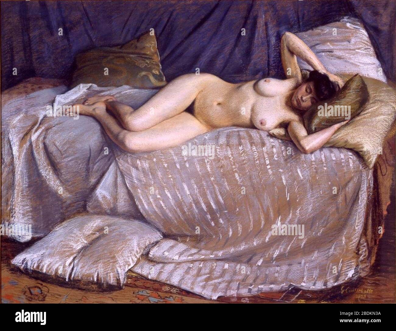 Gustave Caillebotte-Femme nue-etendue sur un-divan-(1873. Stock Photo