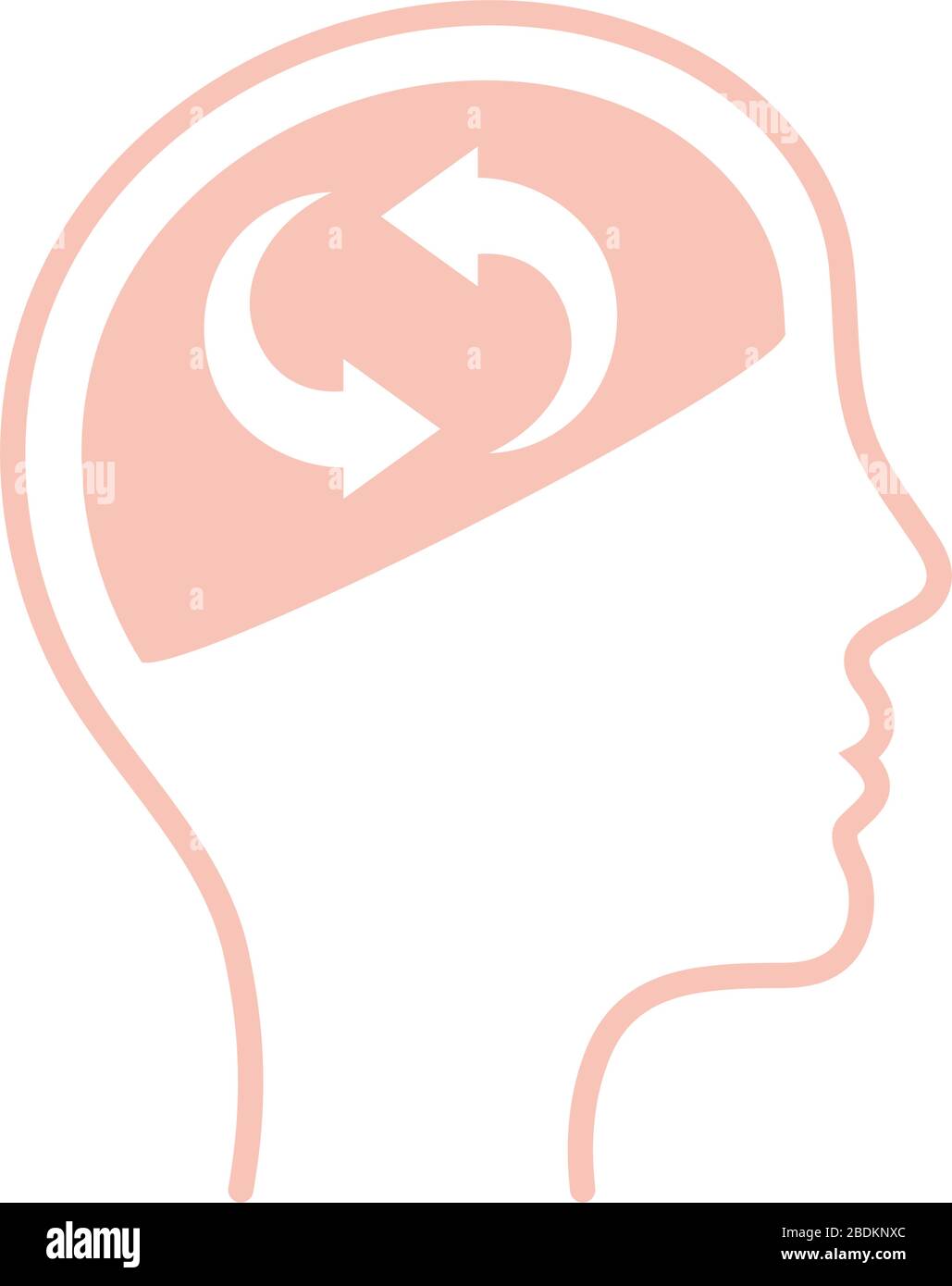 repeat arrows inside human head line style icon vector design Stock Vector