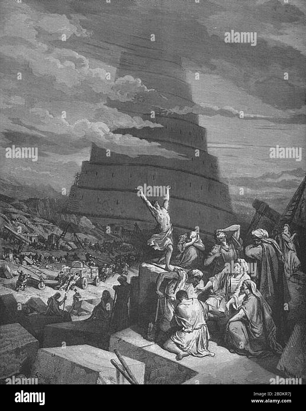 Gustave Dore Bible Tour de Babel. Stock Photo