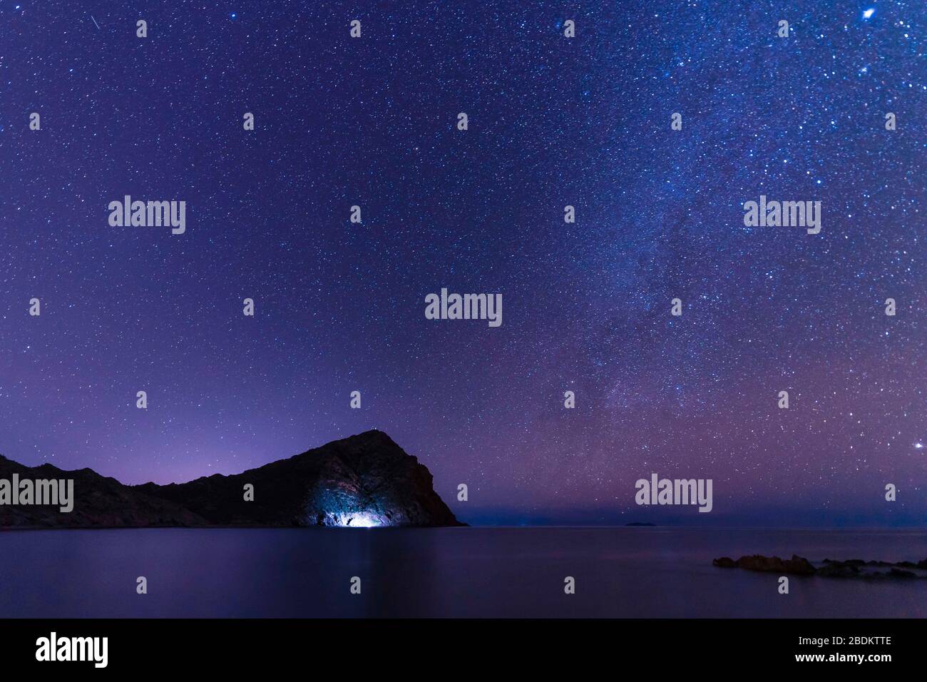 stars, starry night on el Colorado beach, Sonora Mexico. Sonora desert, very similar to the Arizona and Baja California desert. Gulf of California sea Stock Photo