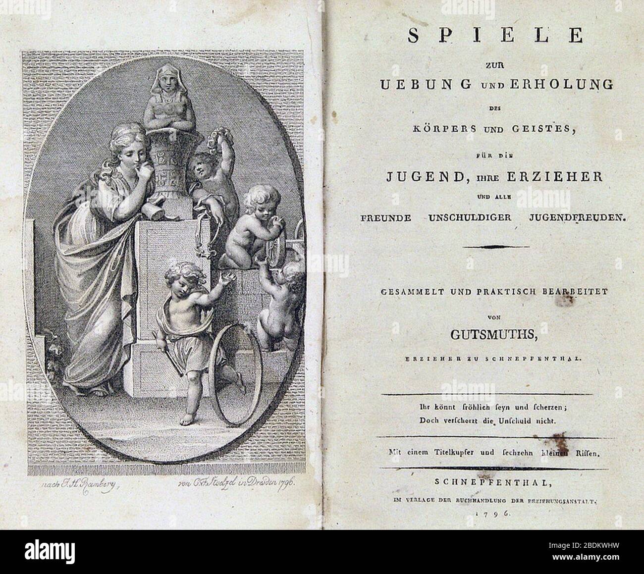 GutsMuths Titel Spiele zur Uebung und Erholung des Körpers und Geistes 1796. Stock Photo