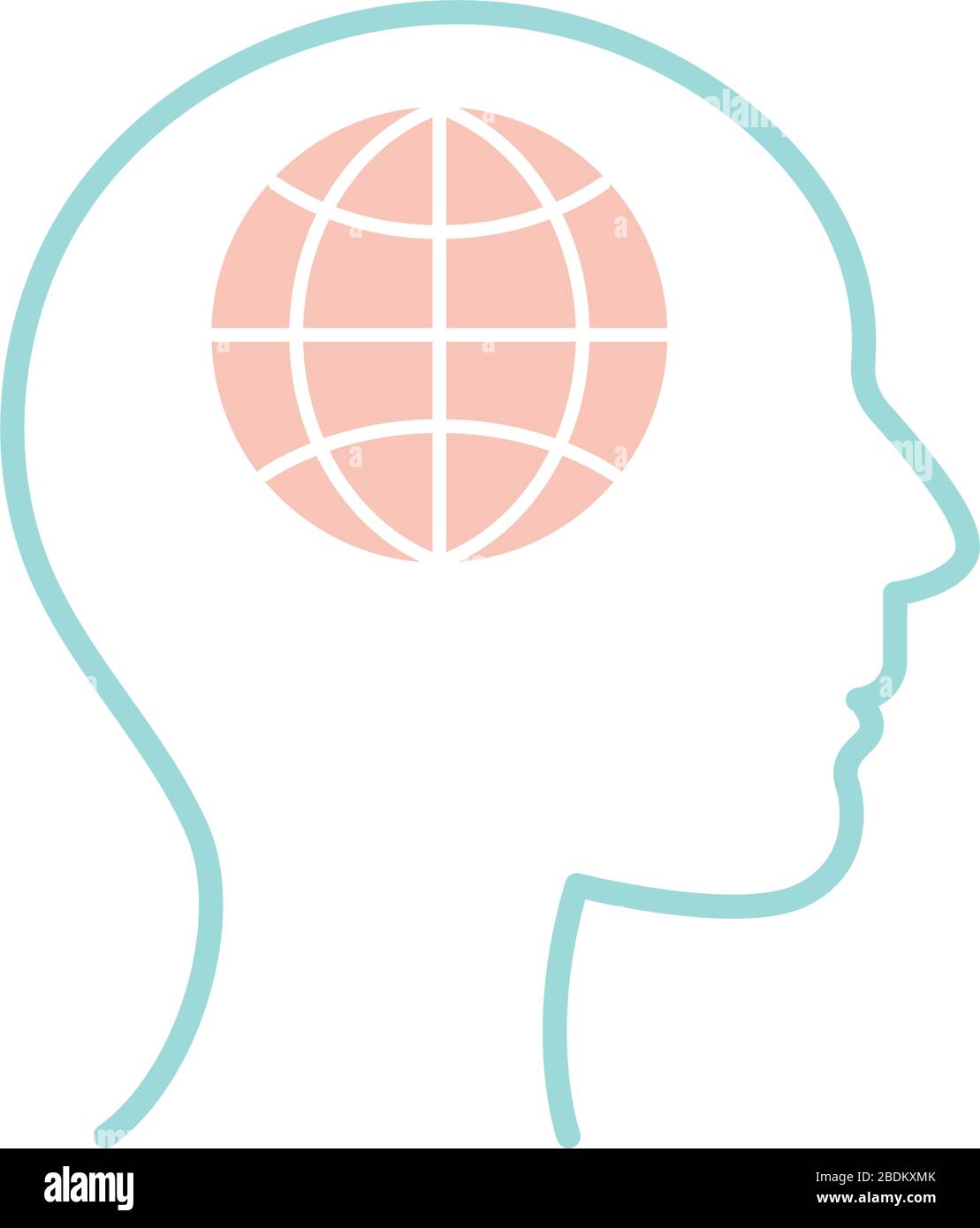 global sphere inside human head line style icon vector design Stock ...