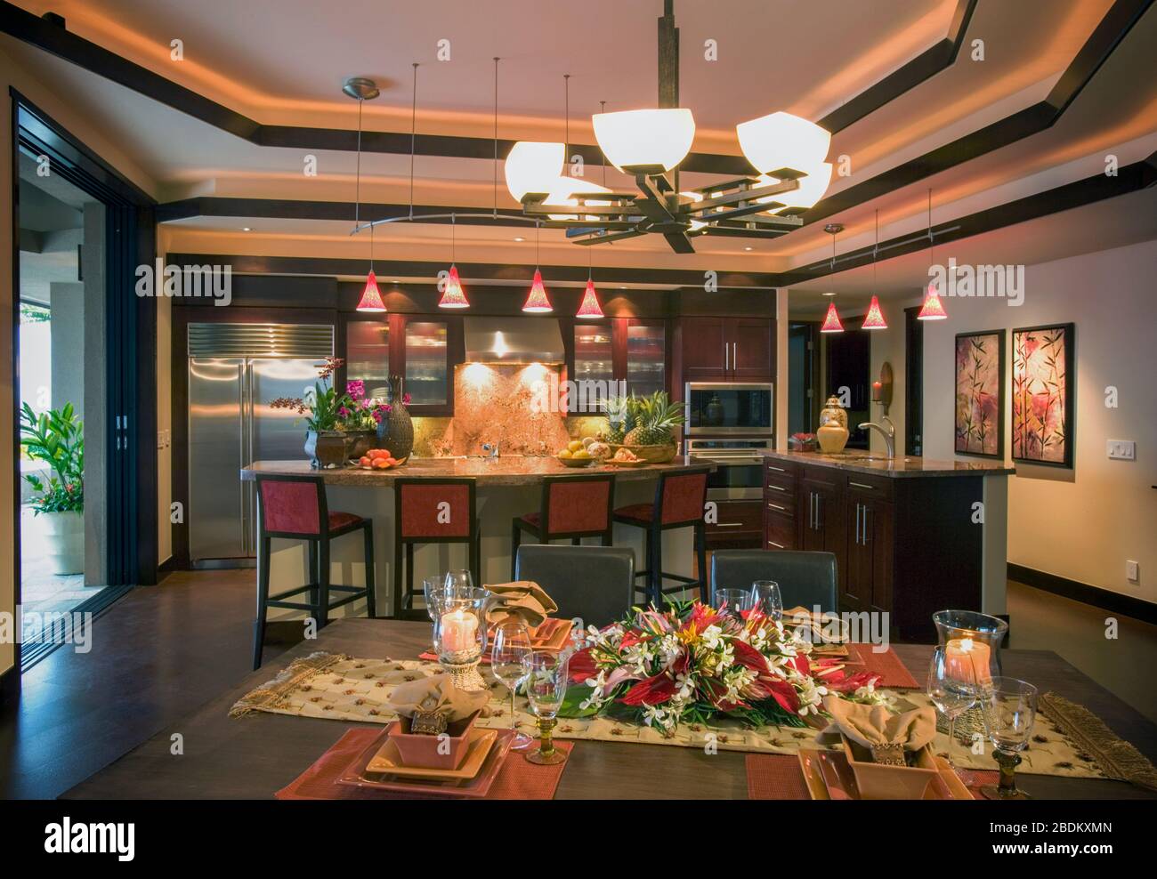 Hawaii luxury home (property released) with view across set dining room