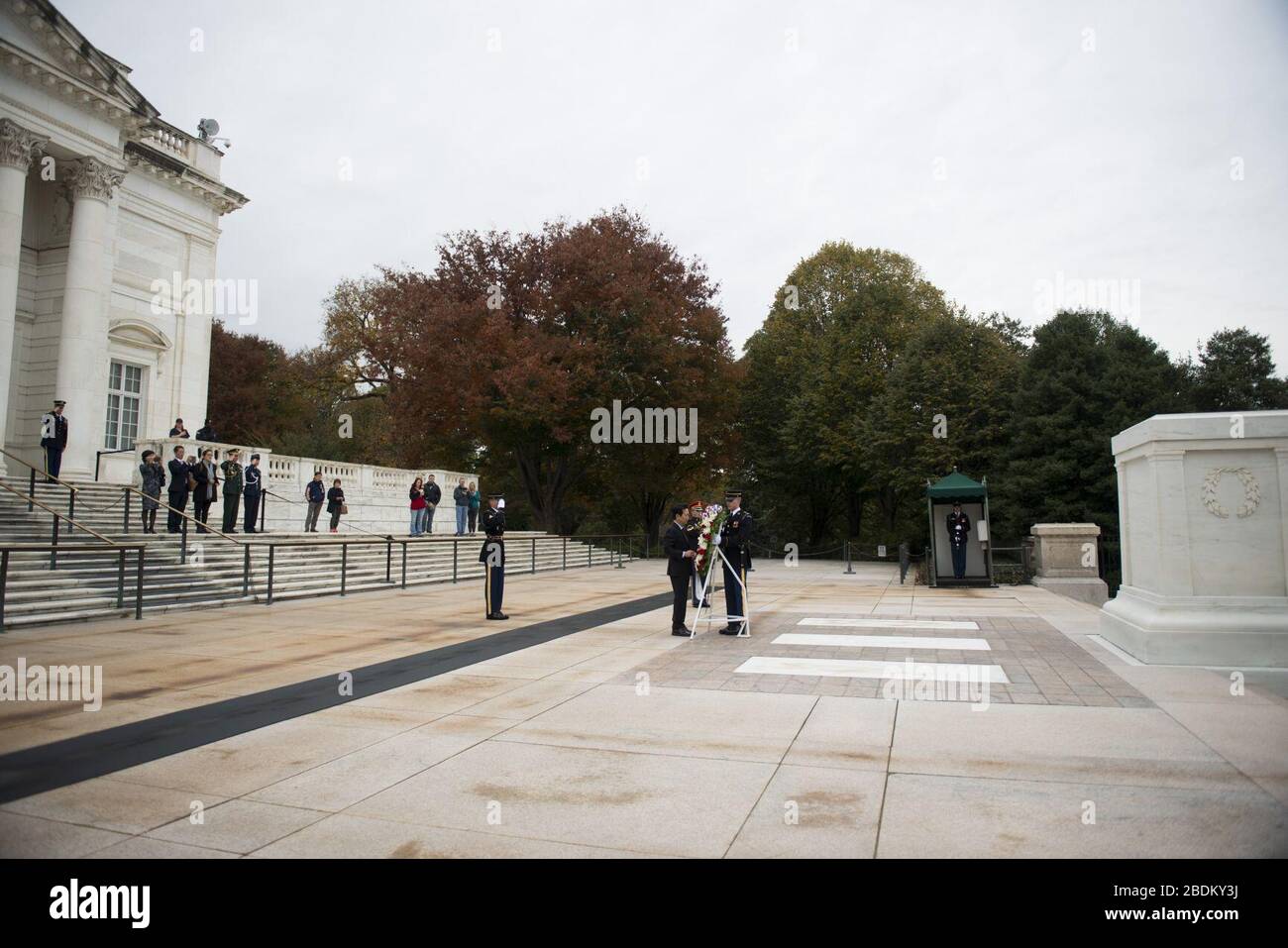 Gyeonggi Province Governor laid a wreath at the Tomb of the Unknown Soldier in Arlington National Cemetery Stock Photo