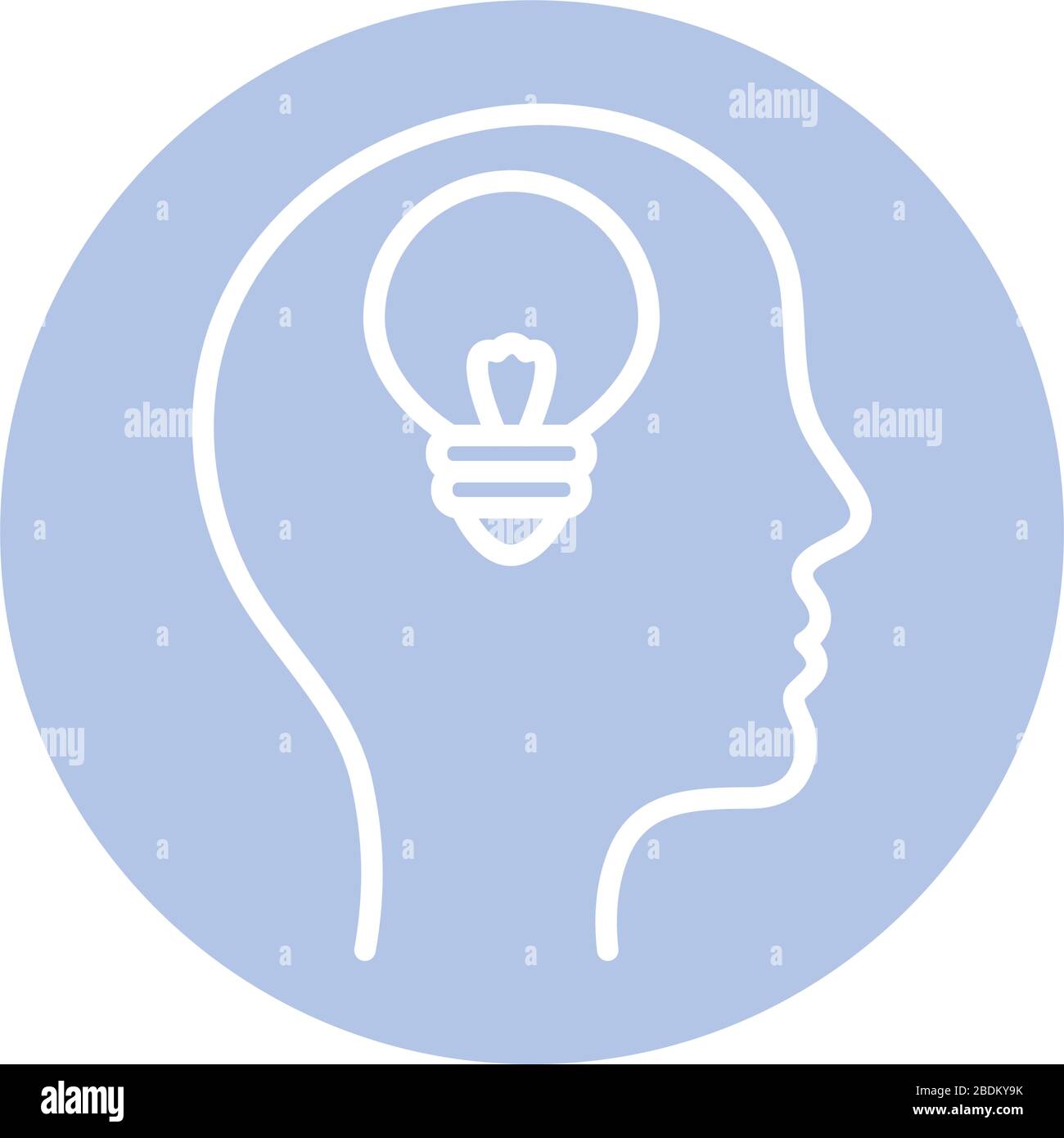 light bulb inside human head block style icon vector design Stock ...