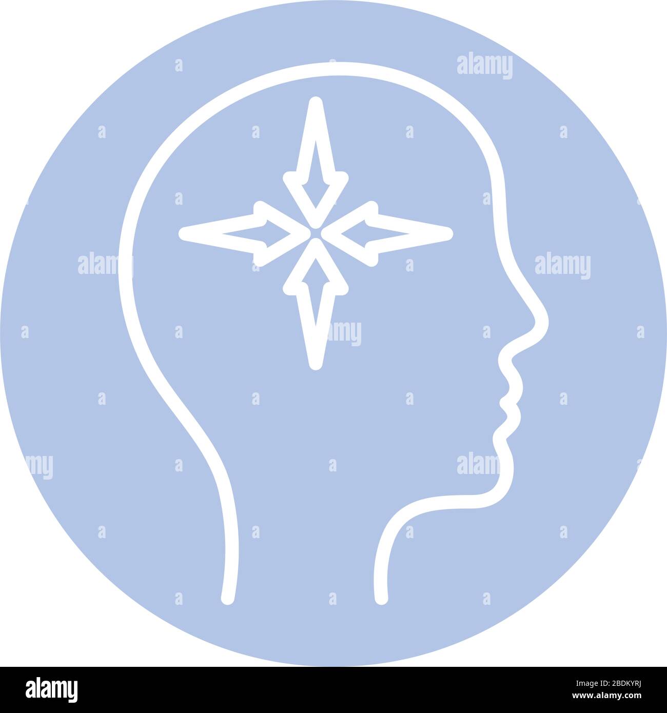 arrows inside human head block style icon vector design Stock Vector