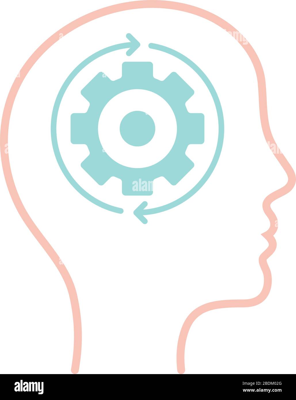 gear and repeat arrows inside human head line style icon vector design Stock Vector