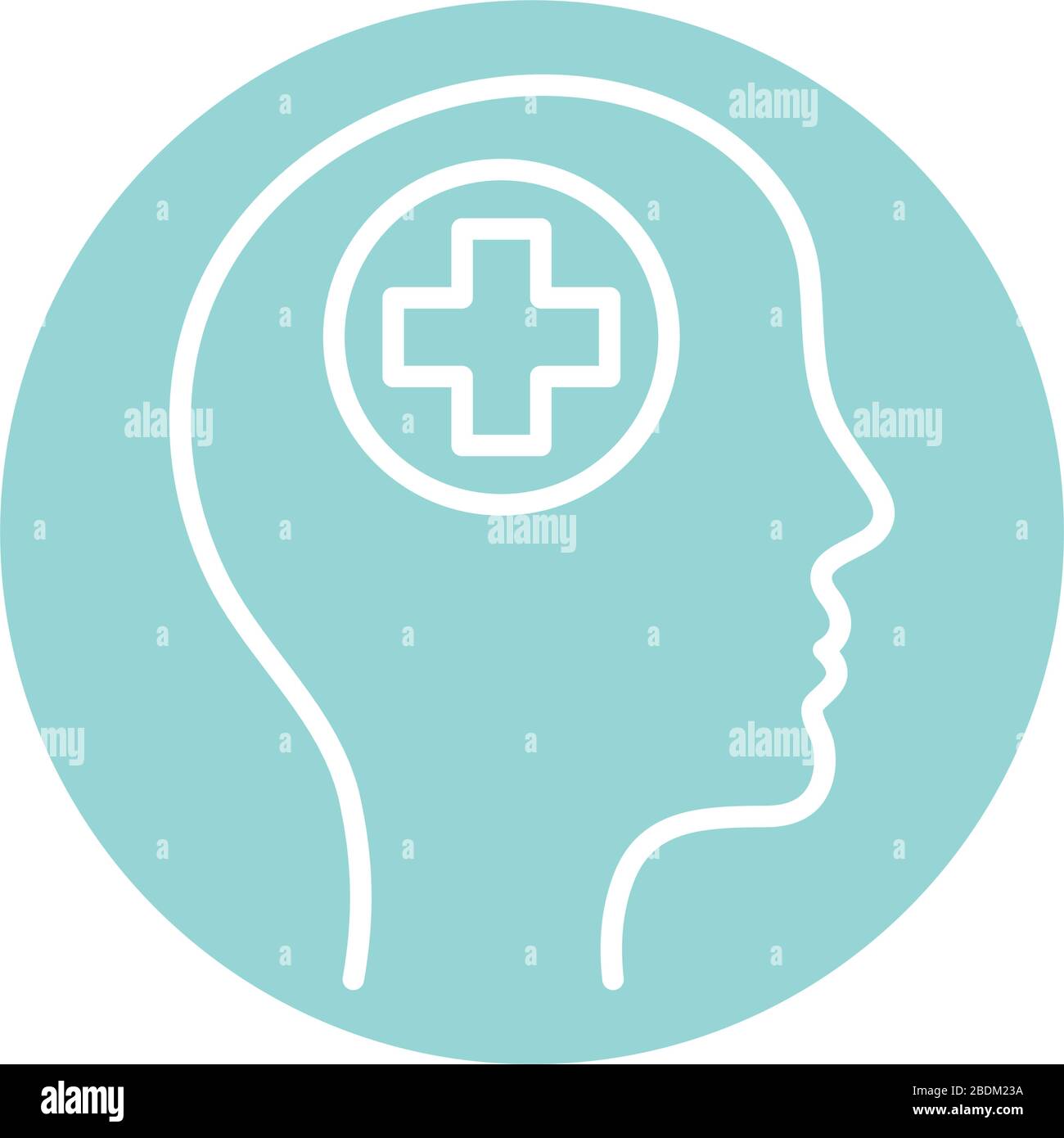 cross inside human head block style icon vector design Stock Vector ...