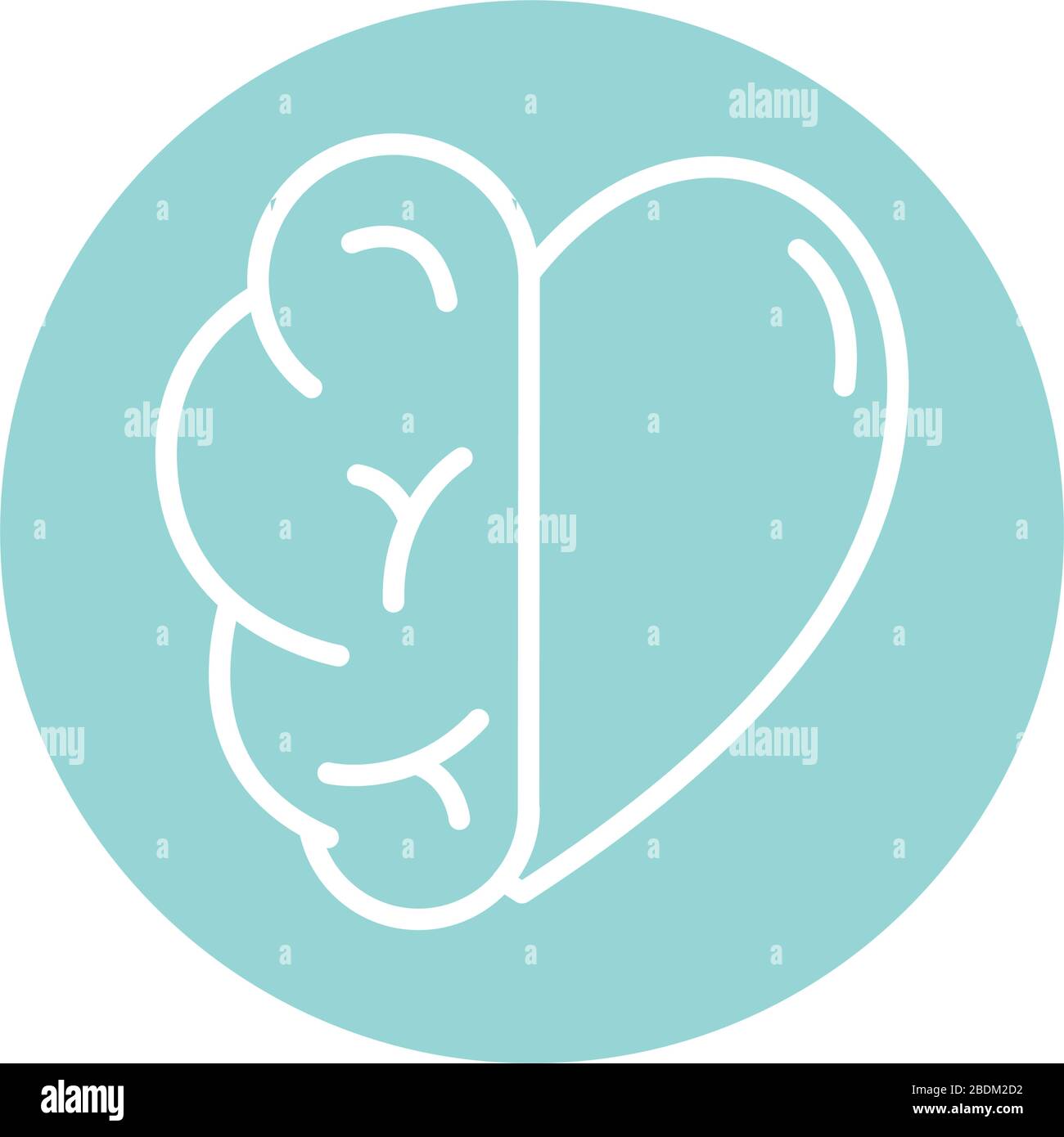 Human brain and heart block style icon vector design Stock Vector