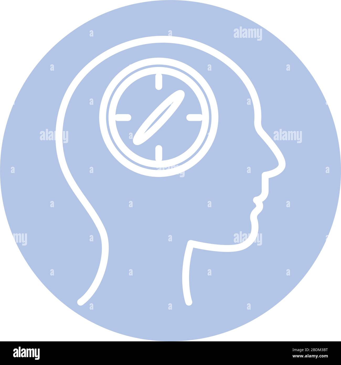 clock inside human head block style icon vector design Stock Vector