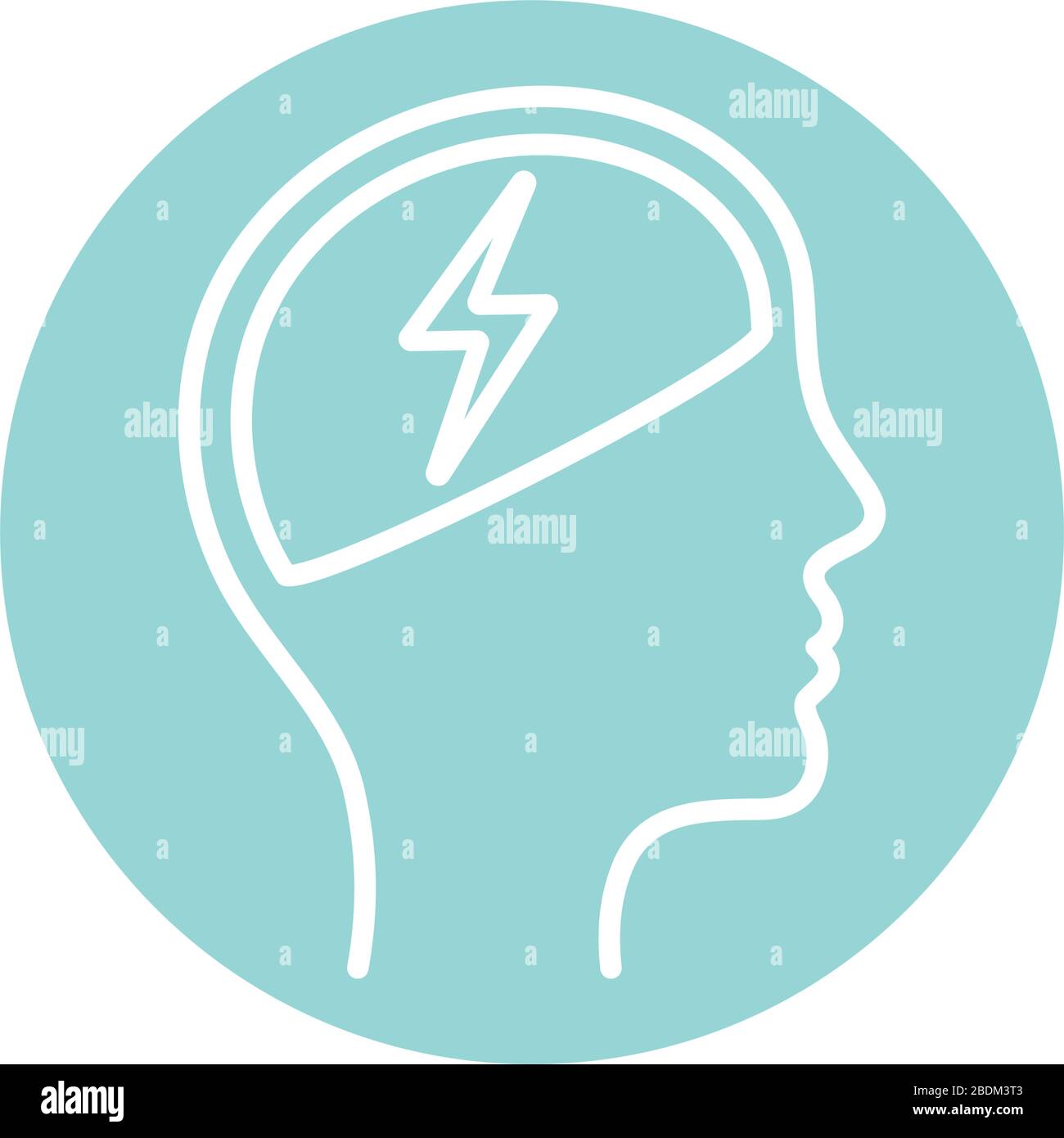 thunder inside human head block style icon vector design Stock Vector