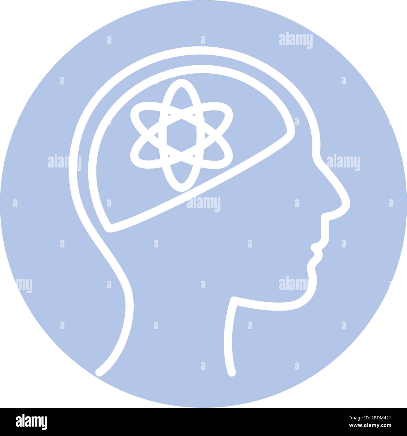 atom inside human head block style icon vector design Stock Vector