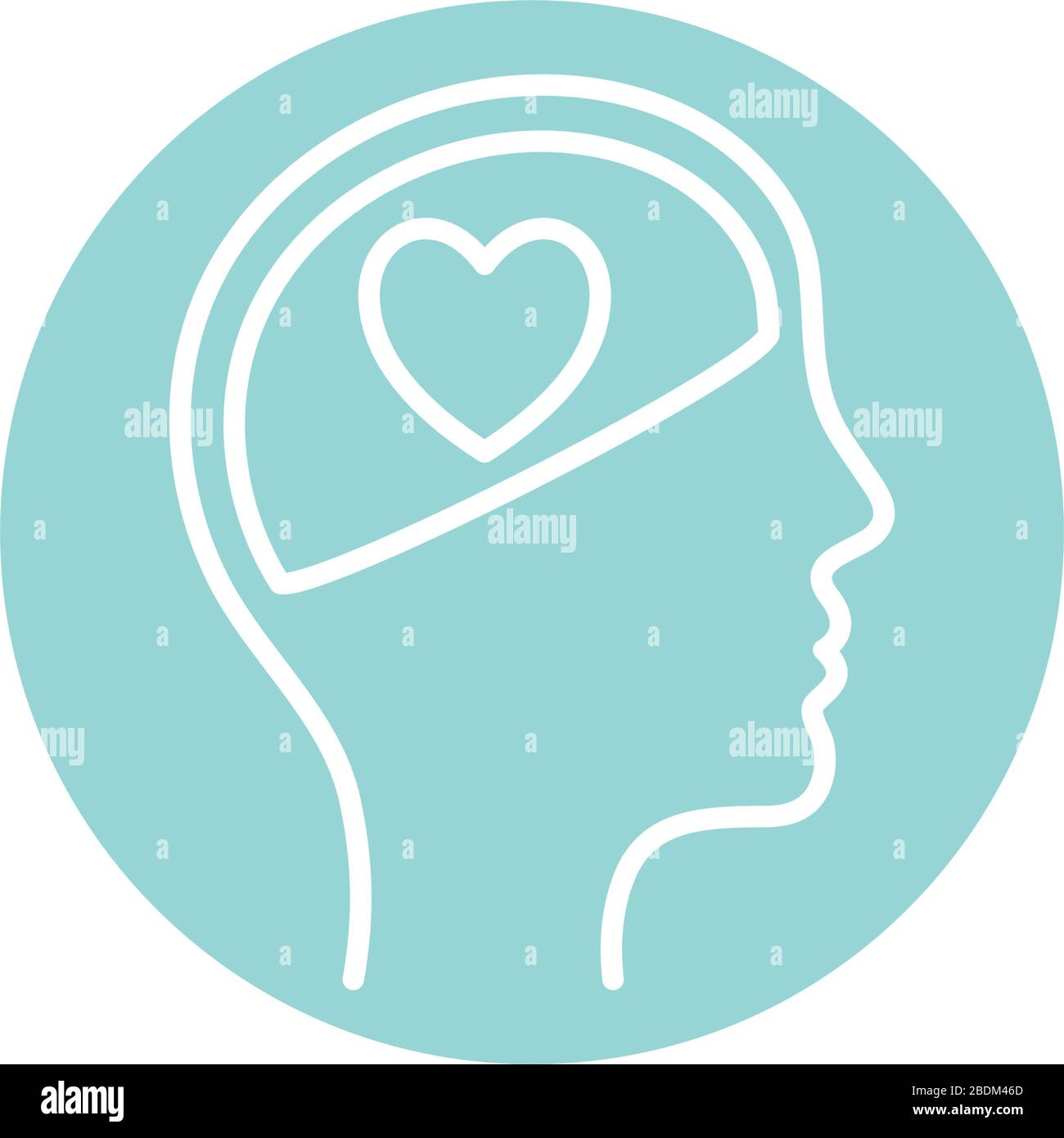 heart inside human head block style icon vector design Stock Vector ...