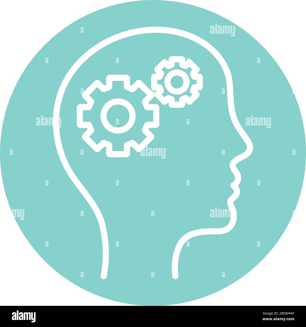 gears inside human head block style icon vector design Stock Vector ...