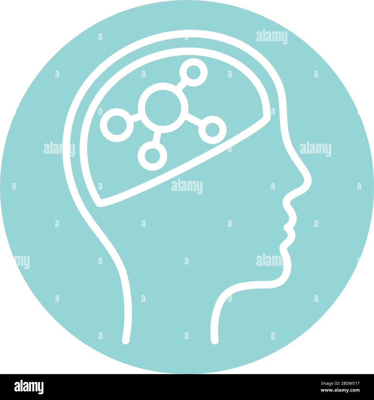 atom inside human head block style icon vector design Stock Vector