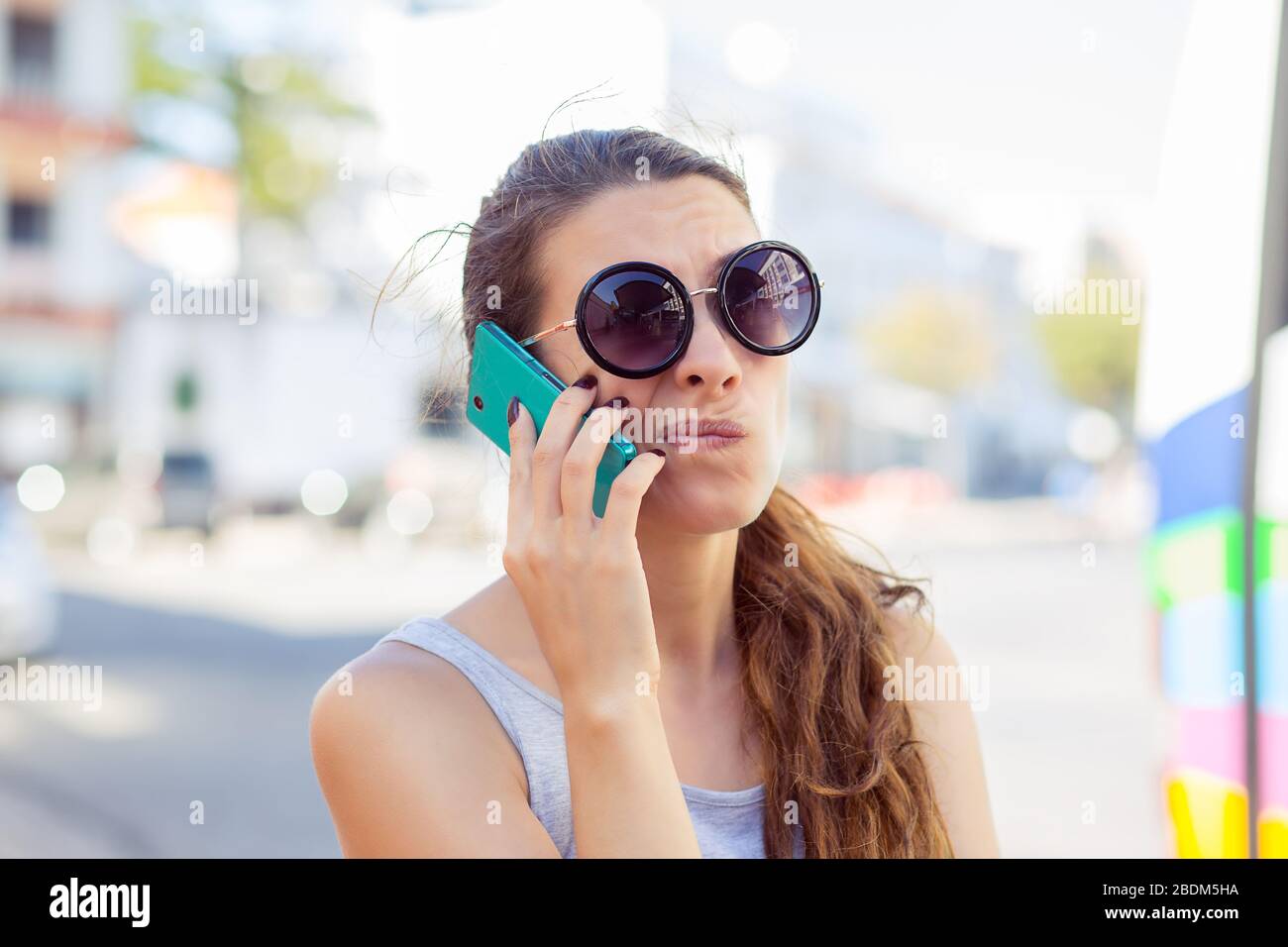 Closeup Portrait Upset Sad Skeptical Unhappy Serious Woman Talking