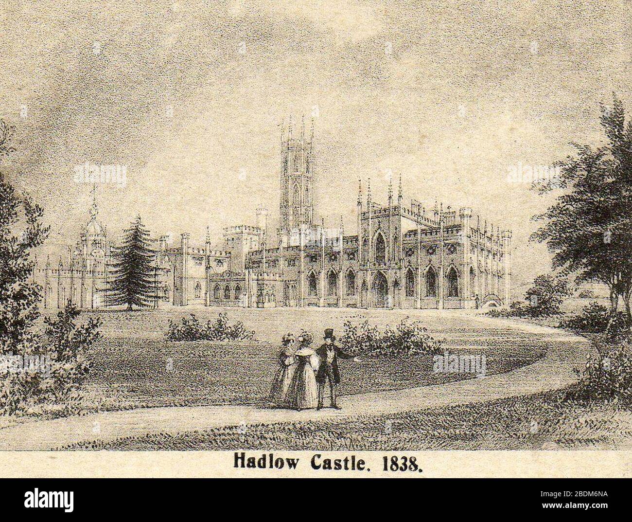 Hadlow Castle 1838 Stock Photo - Alamy