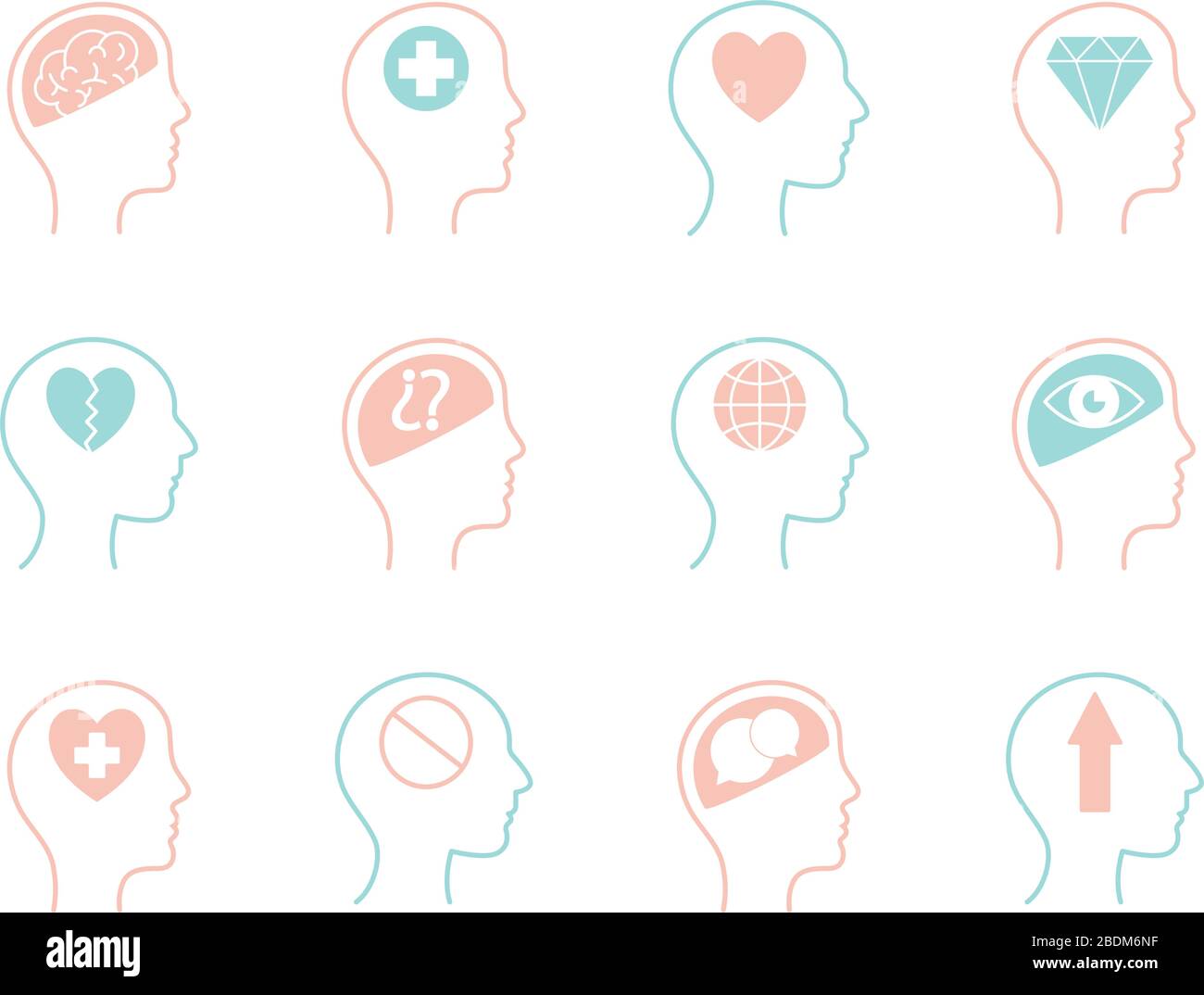 Mental health line style icon set vector design Stock Vector Image ...