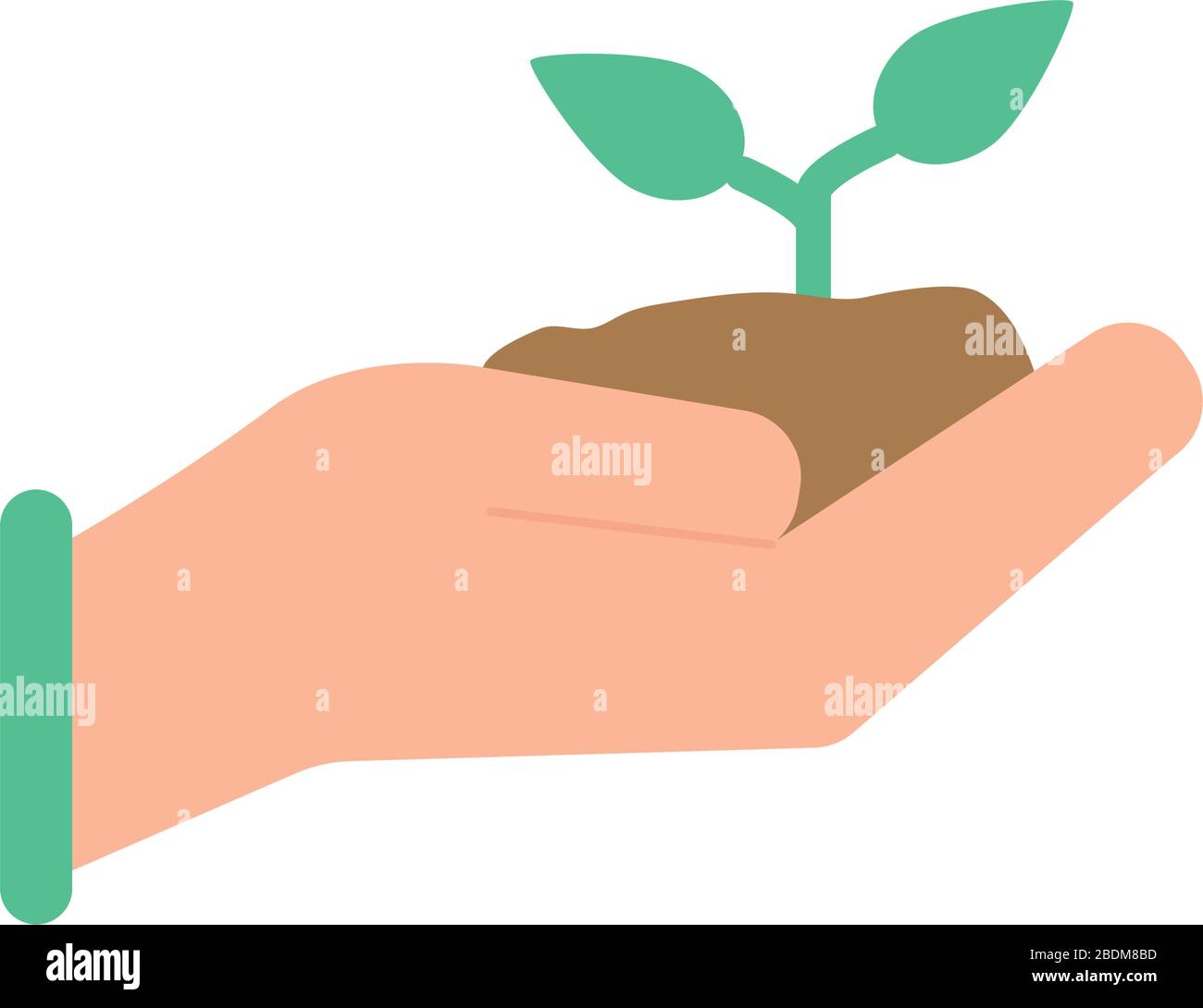 Plant with earth over hand flat style icon vector design Stock Vector ...