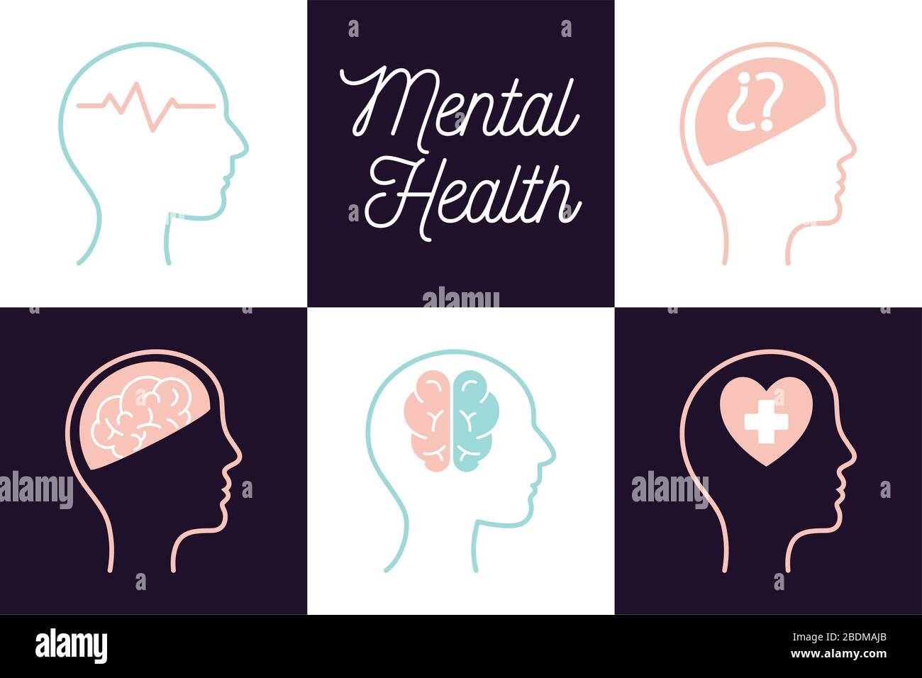 Mental health line style icon set vector design Stock Vector Image ...