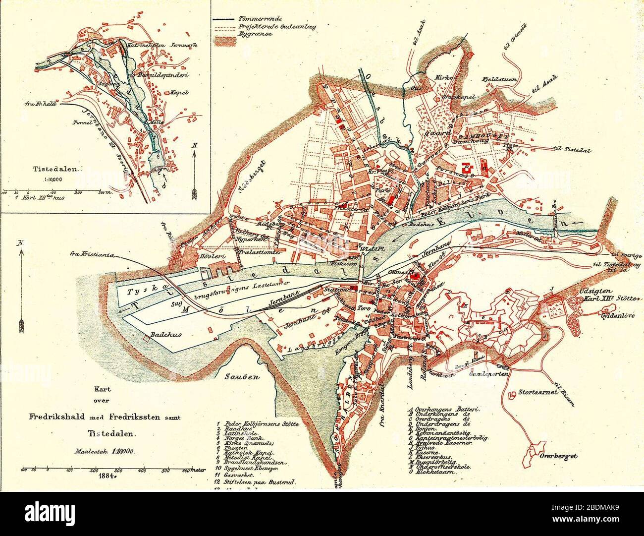 Halden map 1884 Stock Photo - Alamy