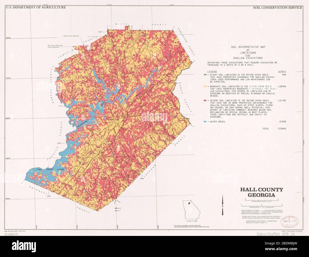 Hall County, soil interpretive map of limitations for shallow