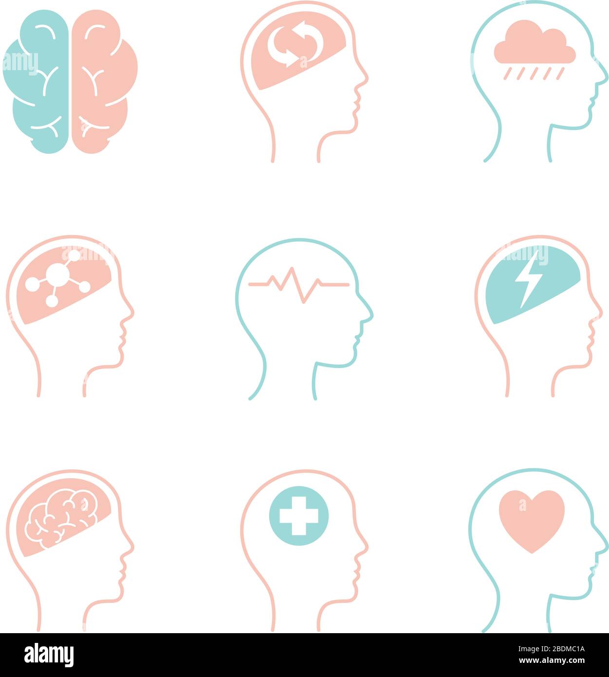 Mental health line style icon set vector design Stock Vector Image ...
